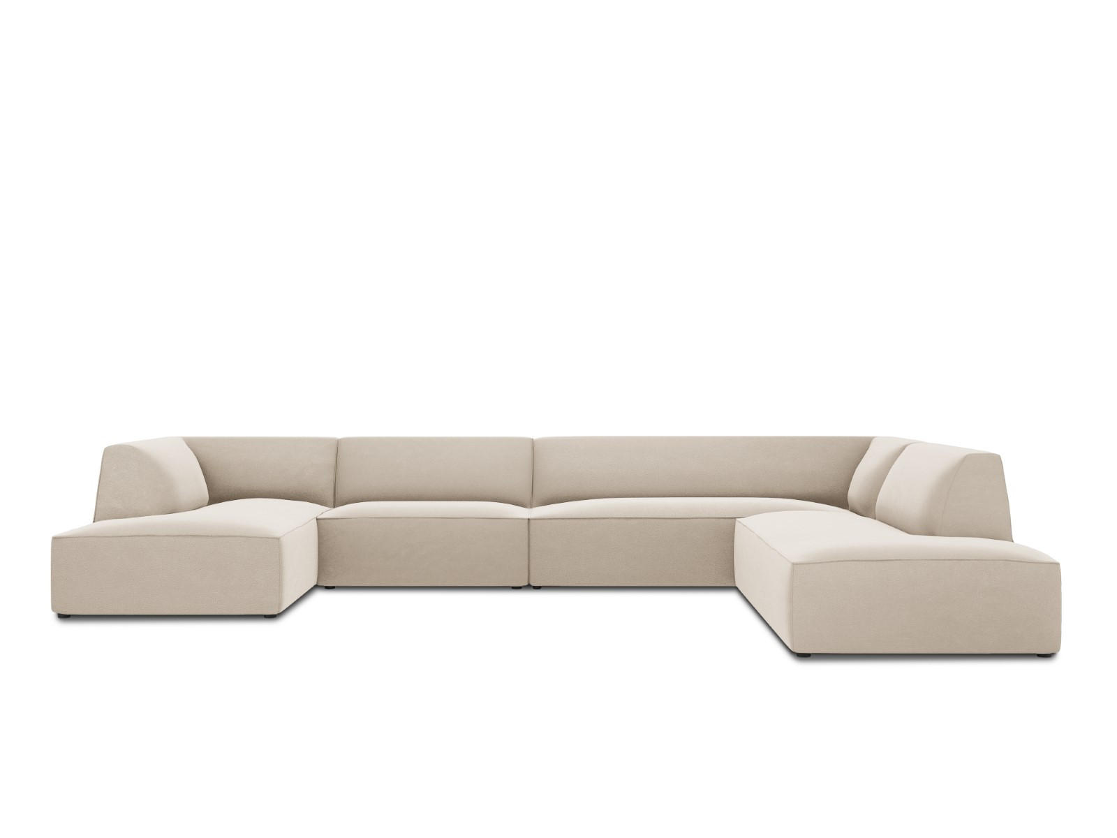 PANORAMASOFA rechts Ruby aus Samt beige 7 Sitzplätze - Beige, Textil (273/69/366cm) - Micadoni
