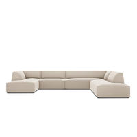 PANORAMASOFA rechts Ruby aus Samt beige 7 Sitzplätze - Beige, Textil (273/69/366cm) - Micadoni