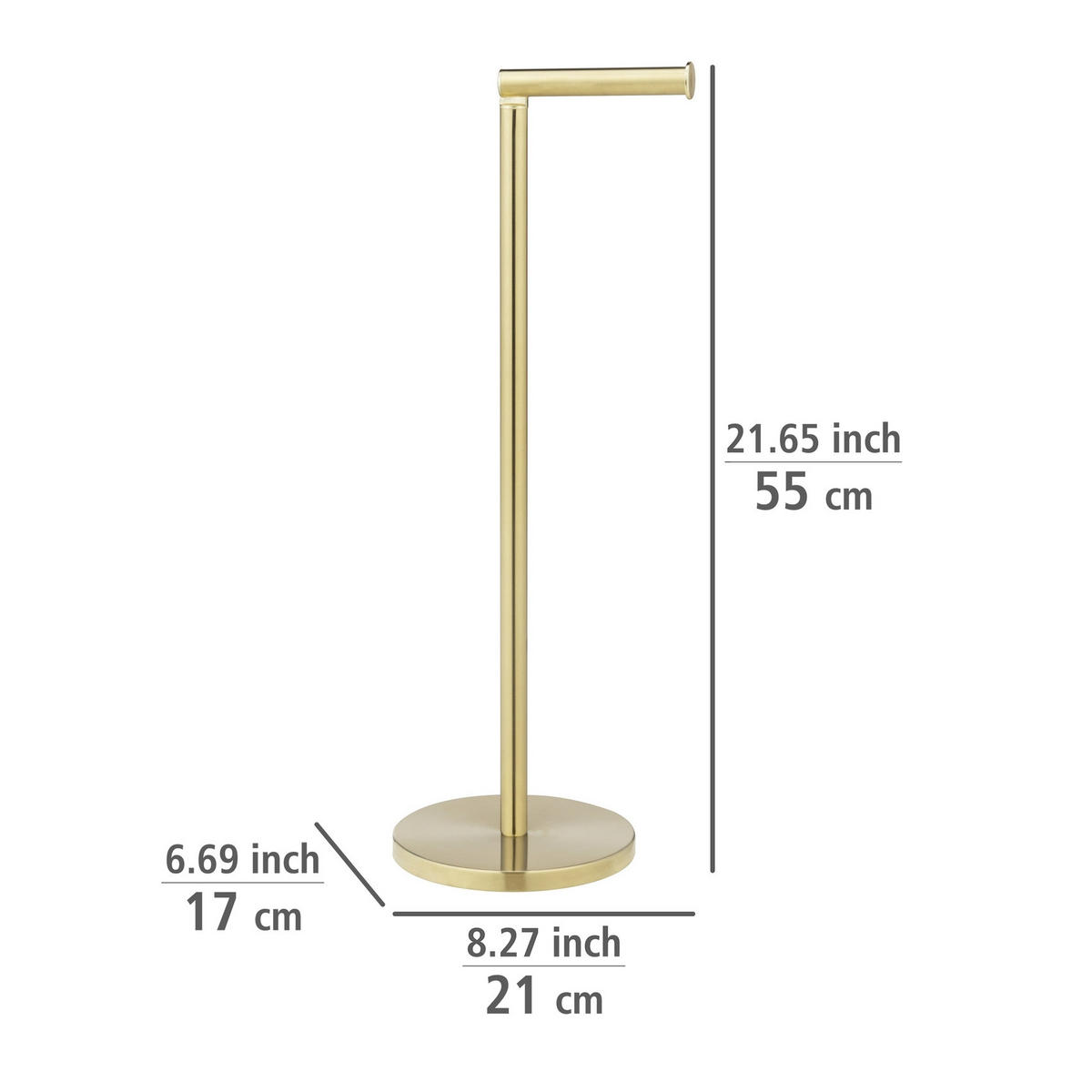 TOILETTENPAPIERSTÄNDER golden 17/21/55 cm - Goldfarben, Metall (21/55/17cm) - Wenko