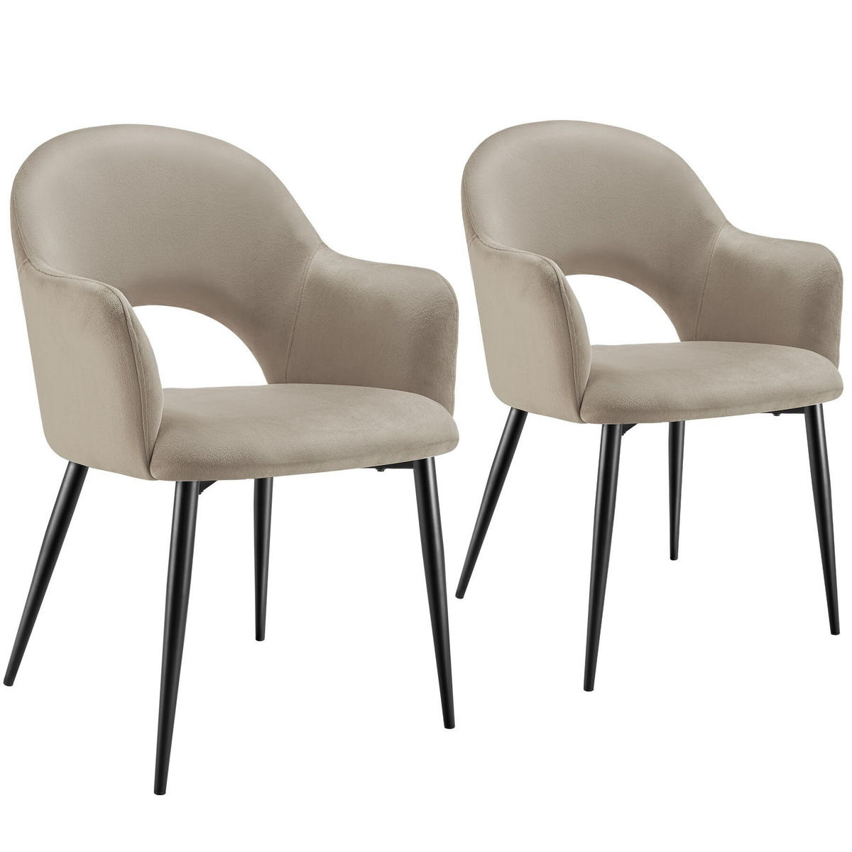 ARMLEHNSTUHL 2er Set Sachel 57 x 61 5 x 87 5 cm taupe - Taupe, Kunststoff (57/87.5/61.5cm) - tectake