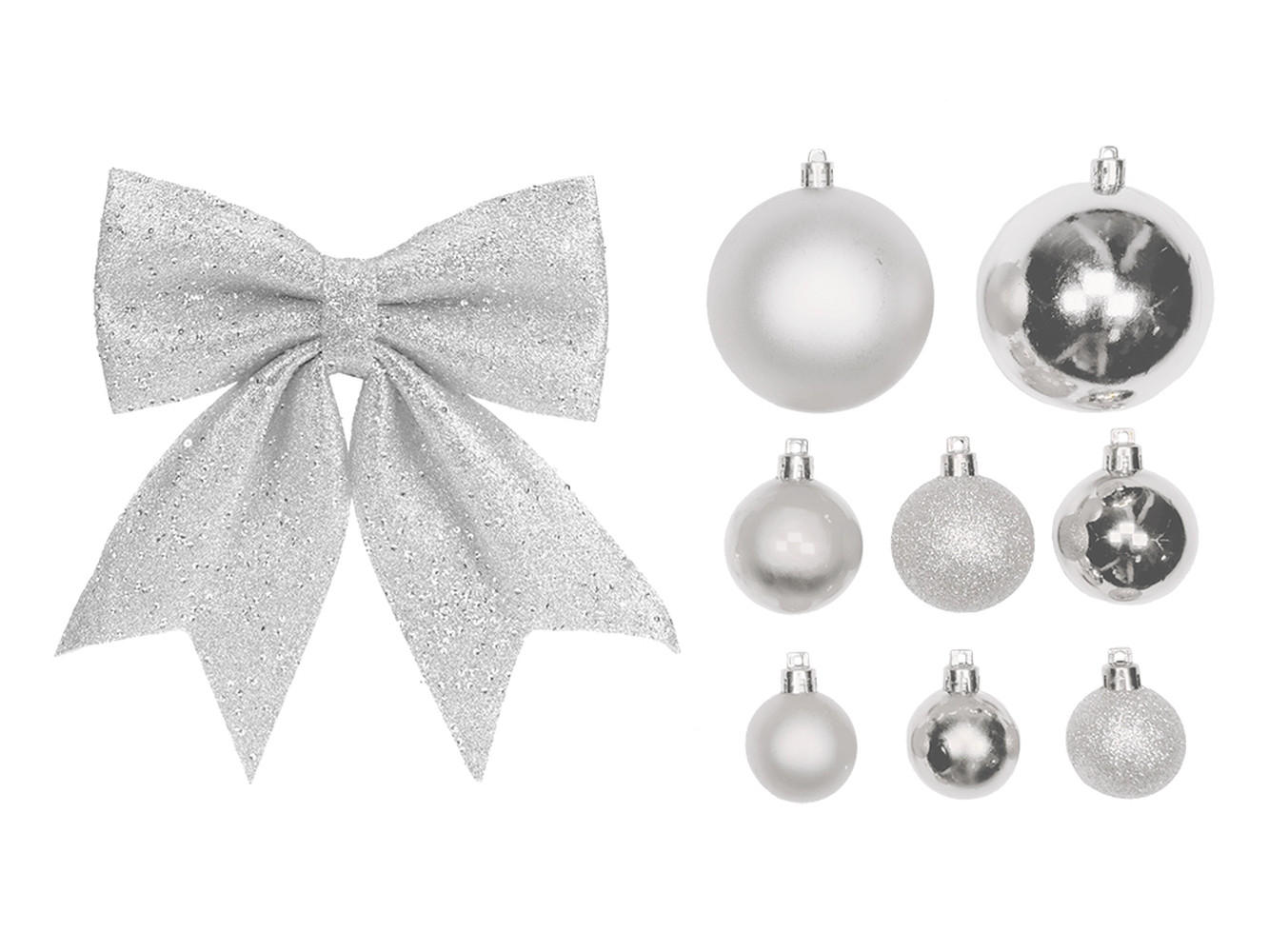 LAALU CHRISTBAUMKUGEL-SET 85 Stück in Luxus-Box SILVER CHRISTMAS für Weihnachtsbaum 240-270 cm - Silberfarben, Kunststoff/Textil (55/50/75cm) - LAALU