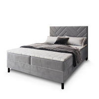BOXBETT ROKIS 140x200 cm mit Matratze und Topper - Hellgrau - Hellgrau, Holz (140/200cm) - MASSENO