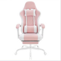 BÜROSTUHL mit Massagefunktion höhenverstellbar Mesh-Stoff Pink Weiß - Pink, Metall (70/127/70cm) - Meubliv