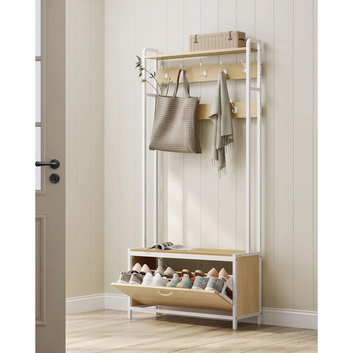 GARDEROBENSTÄNDER PRAGUE - Weiß, Holzwerkstoff (85/180/30cm) - Hansiro