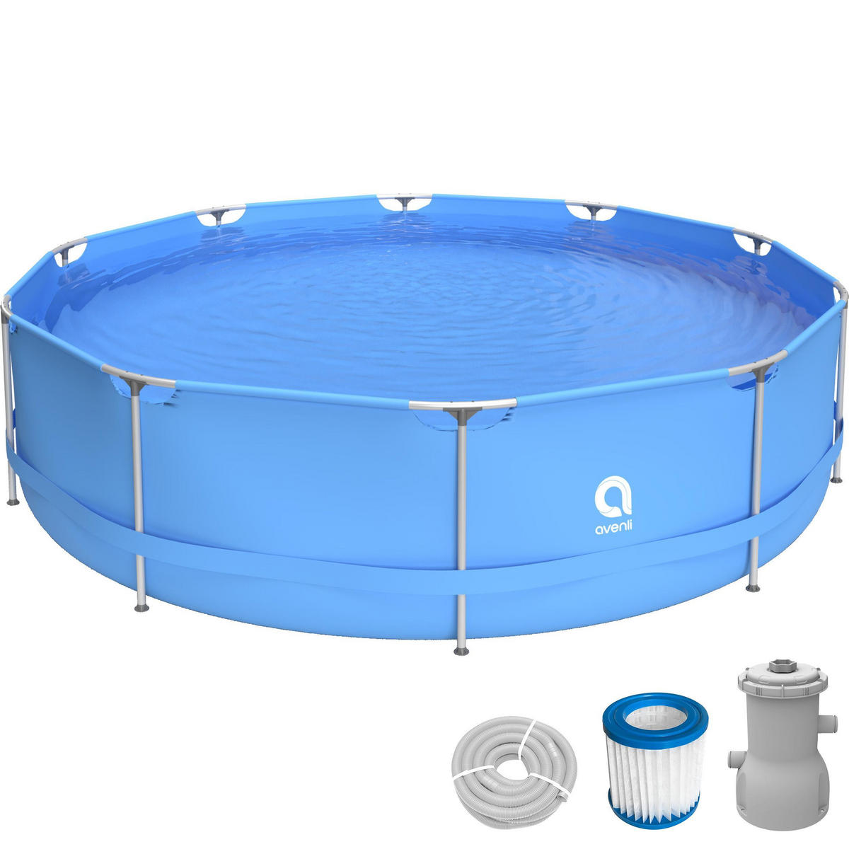 POOL Komplettset Framepool rund 360 x 76 cm blau mit Filterpumpe - Blau, Kunststoff (360/76/360cm) - Avenli