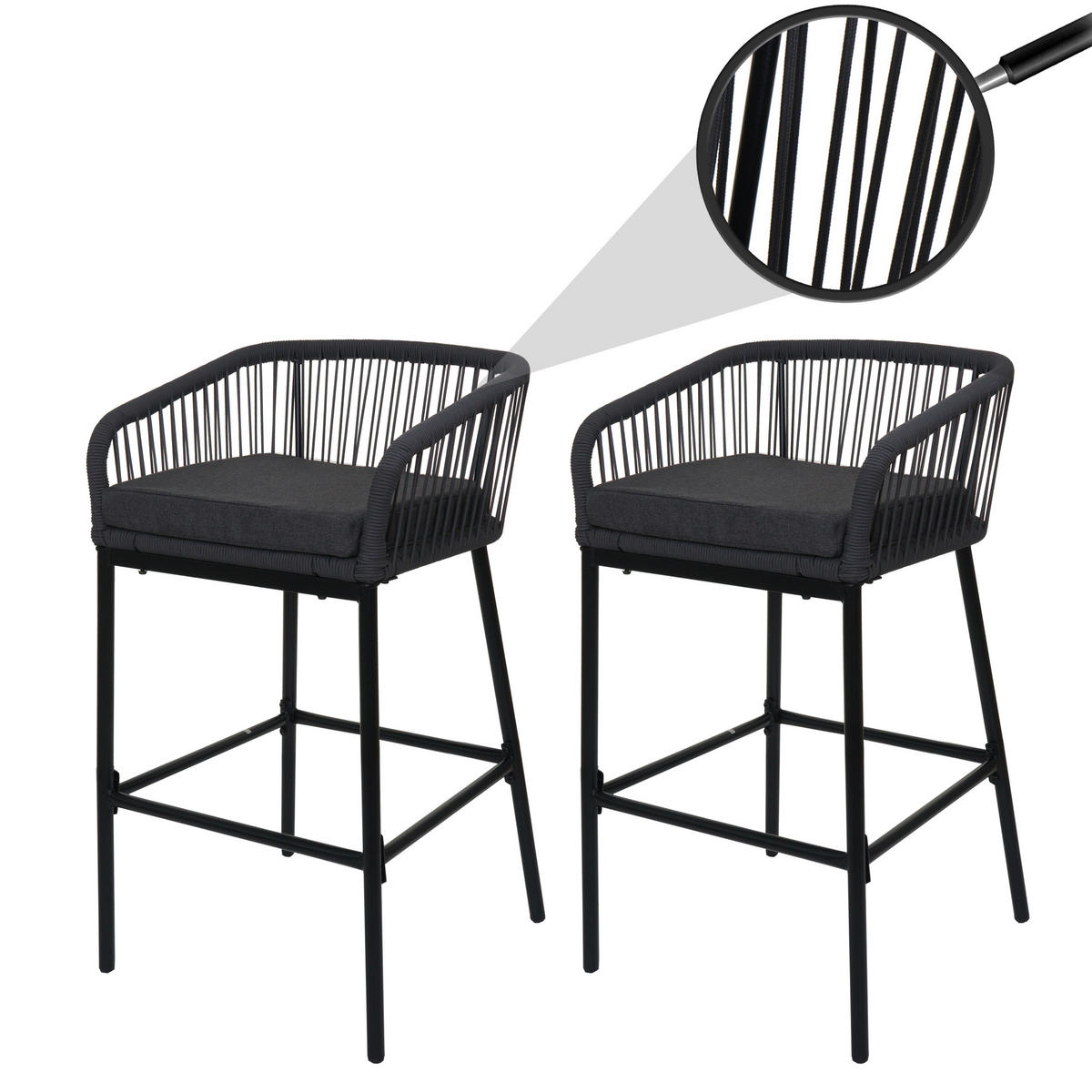 BARSKI STOL Anthracit, siva - siva/antracit, kovina (51/92/53cm) - MCW