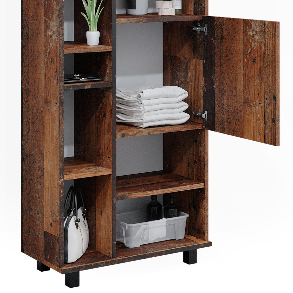BADMÖBEL-SET Ilias Eiche rustikal 3 Teile, mit Unterschrank 60 cm - Wildeiche, Holzwerkstoff (60/60.8/33cm) - Vicco