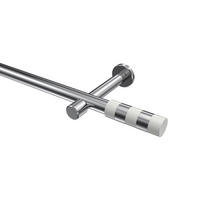 GARDINENSTANGEN-SET Prestige Mavell 100 cm, 1-läufig (ohne Ringe), 20 mm Ø Chrom - Chromfarben/Weiß, Metall (100cm) - INTERDECO