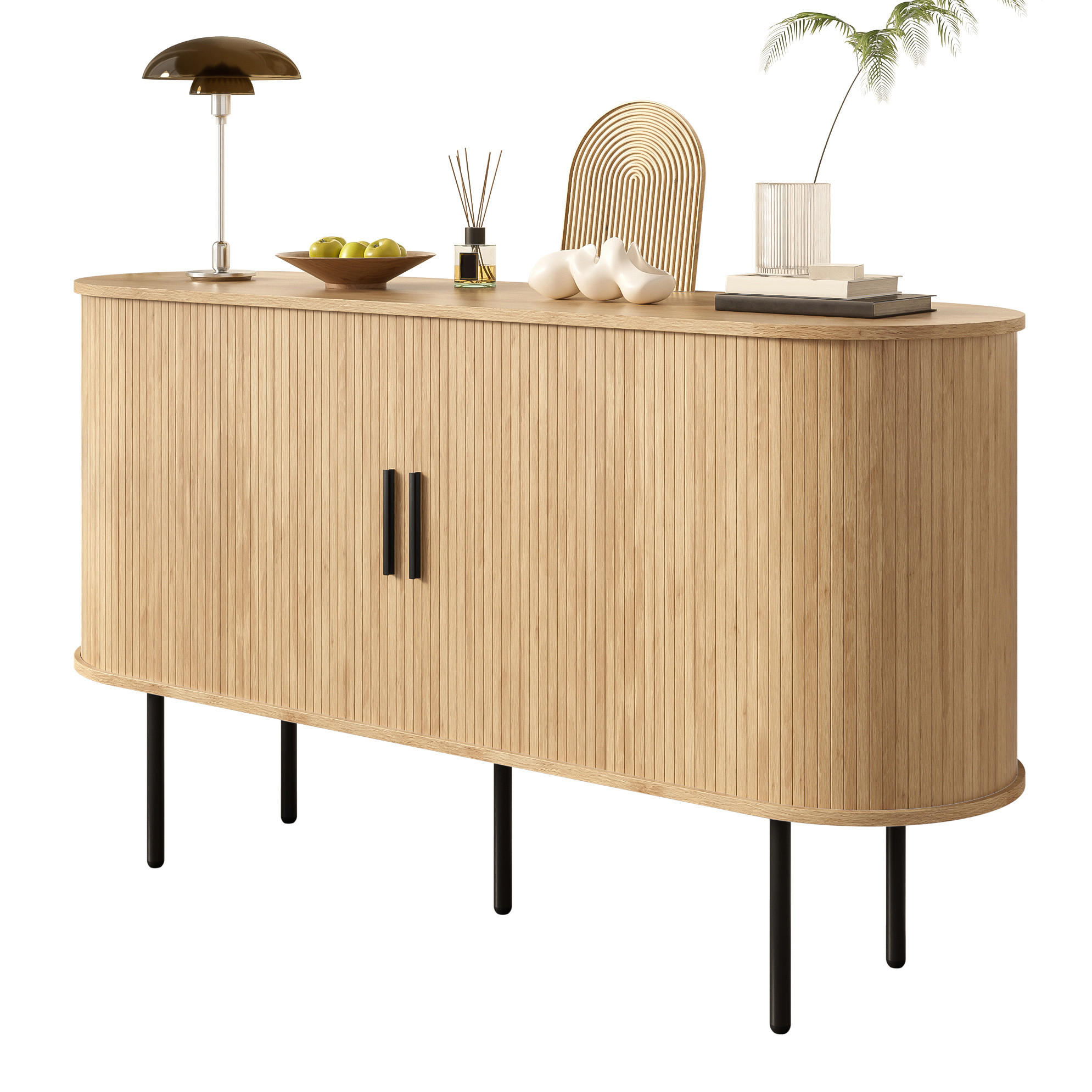 KOMMODE 140/40/78 cm aus MDF mit Rolljalousie-Türen Natur - Naturfarben, Holzwerkstoff (140/78/40cm) - Modenvie