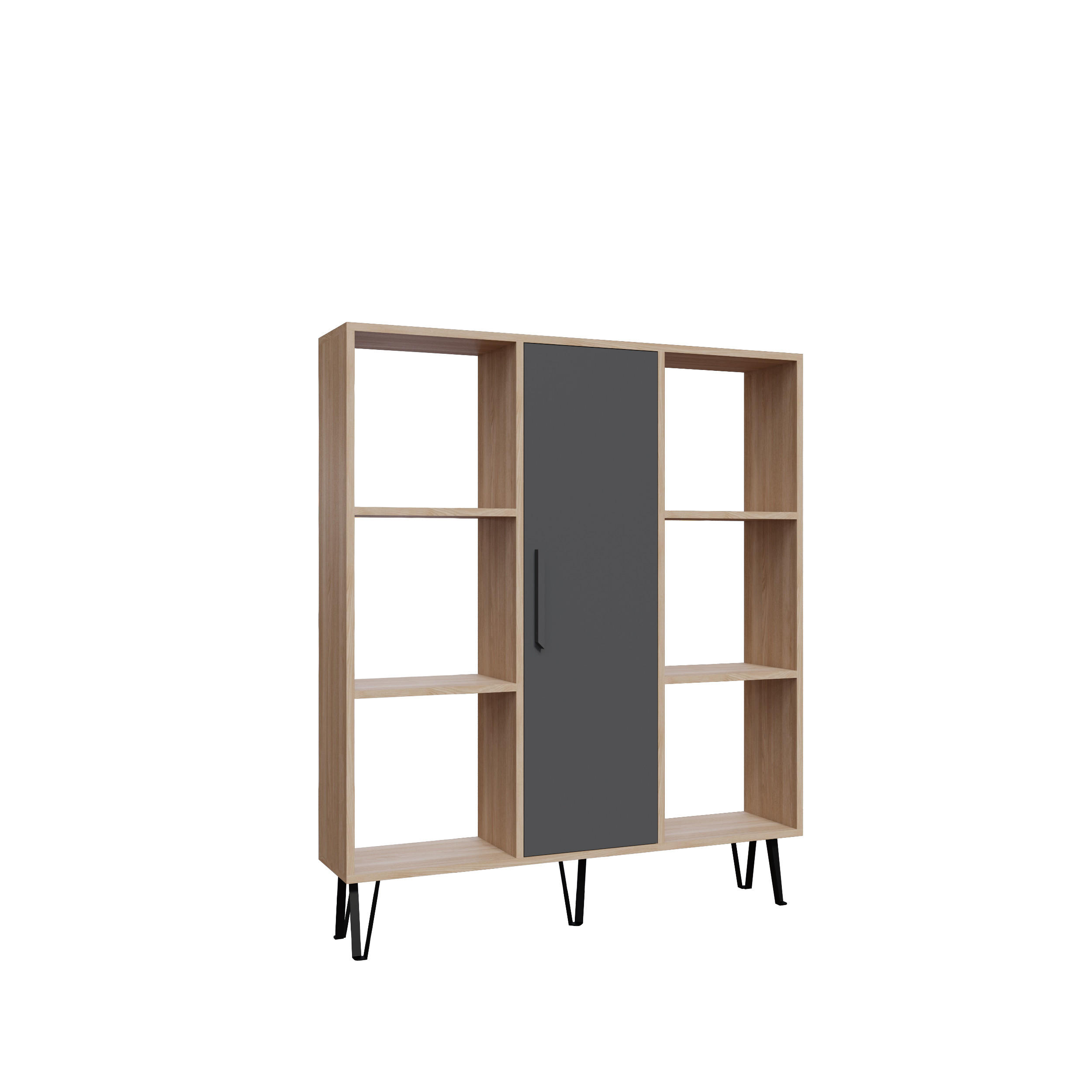Decorotika Bücherregal Eiche, Grau 25x141.6x120 cm