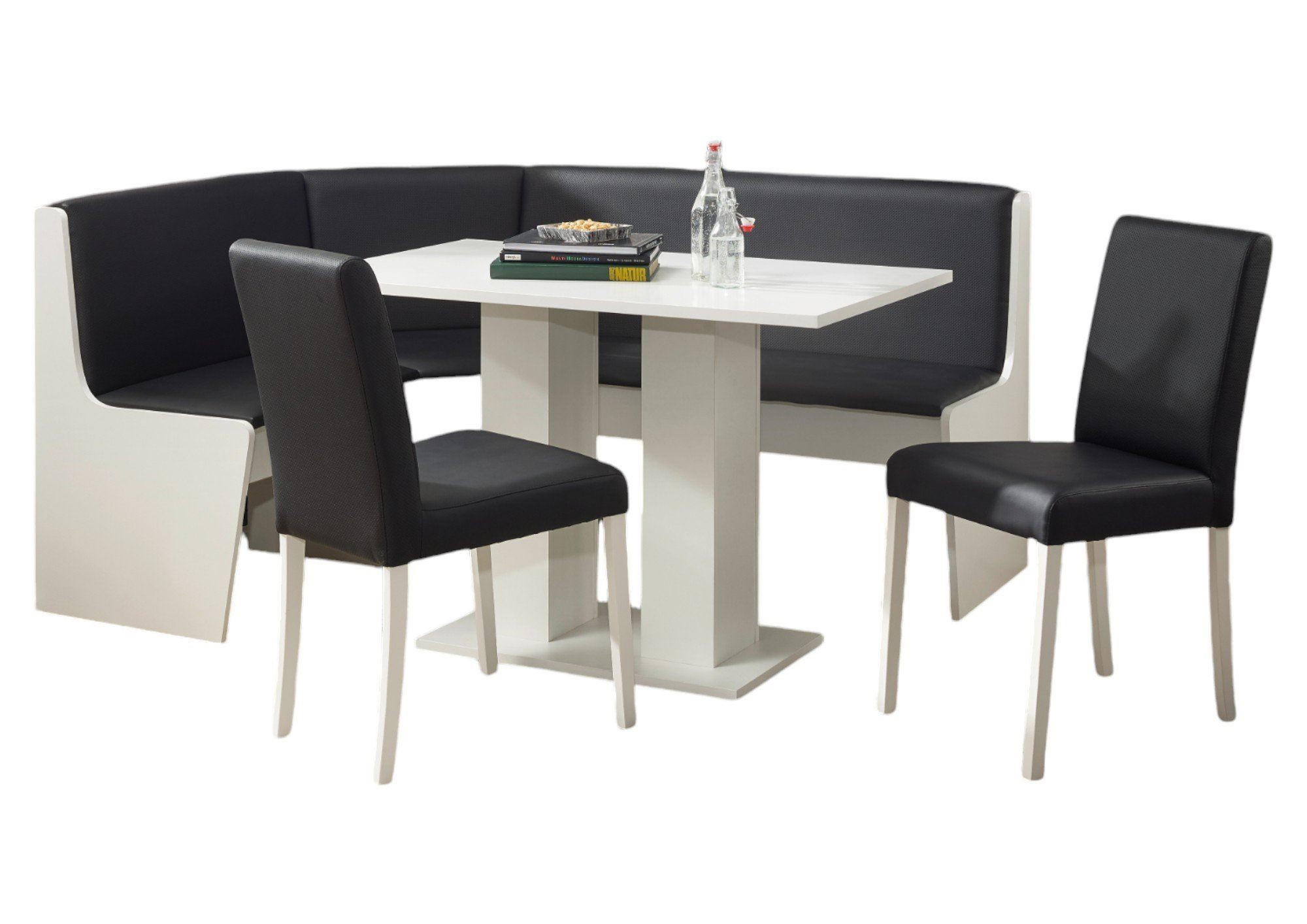 ECKBANKGRUPPE Danica Holzwerkstoff Weiß Polster Schwarz - Schwarz/Weiß, Holzwerkstoff (169/88/139cm) - 58aufmkessel