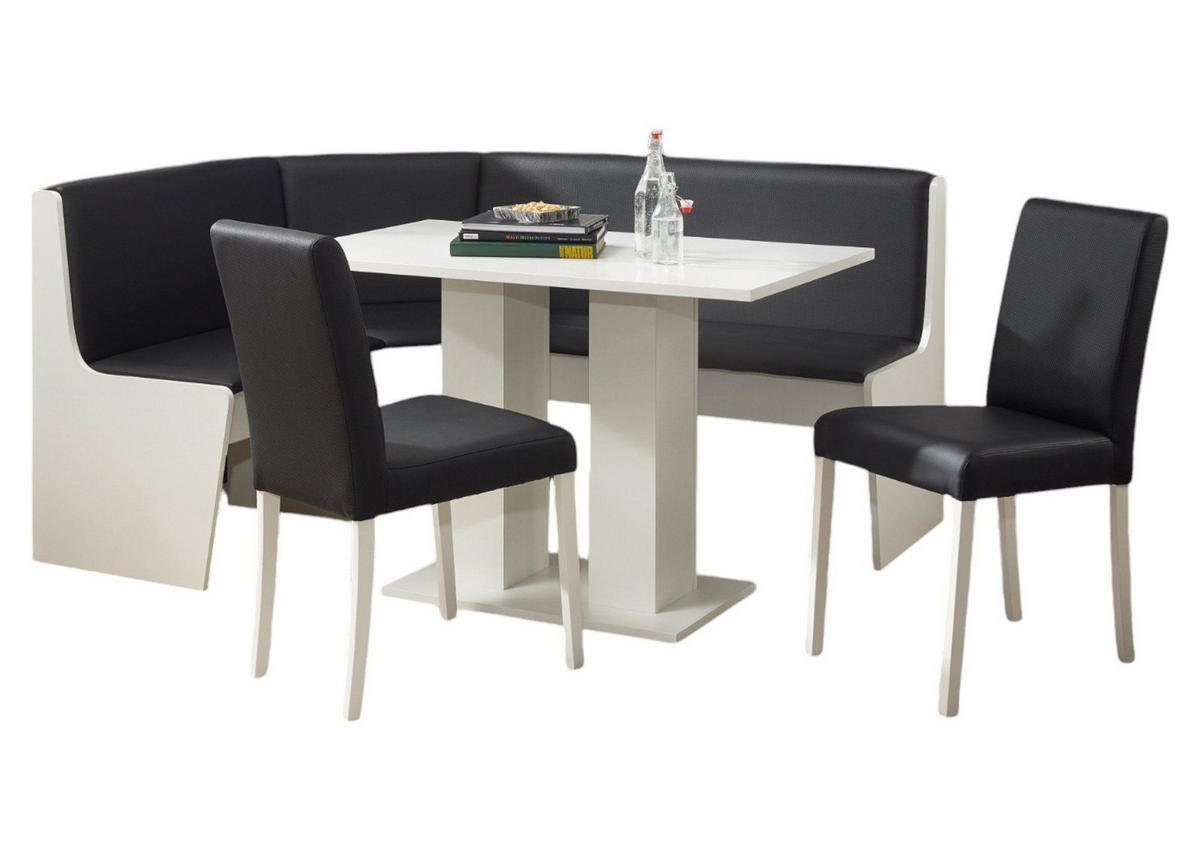 ECKBANKGRUPPE Danica Holzwerkstoff Weiß Polster Schwarz - Schwarz/Weiß, Holzwerkstoff (169/88/139cm) - 58aufmkessel