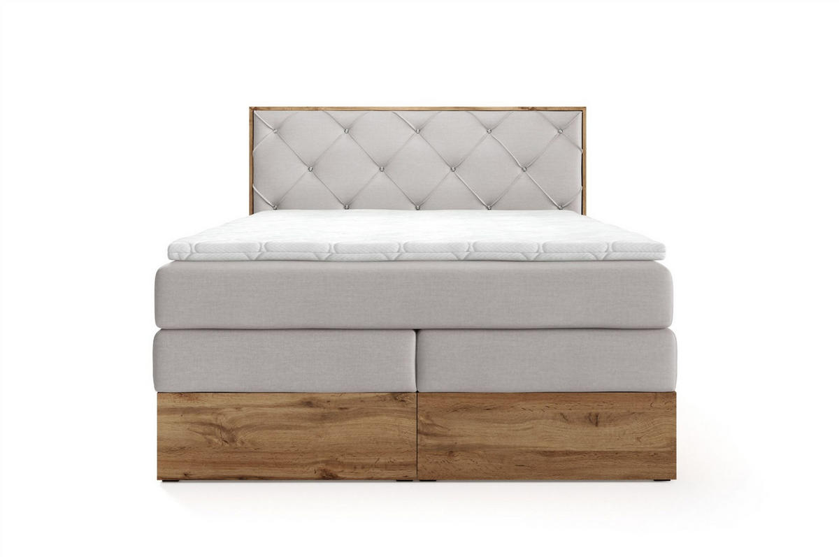 BOXSPRINGBETT Navel - Beige, Holzwerkstoff/Textil (140/200cm) - Fun Möbel