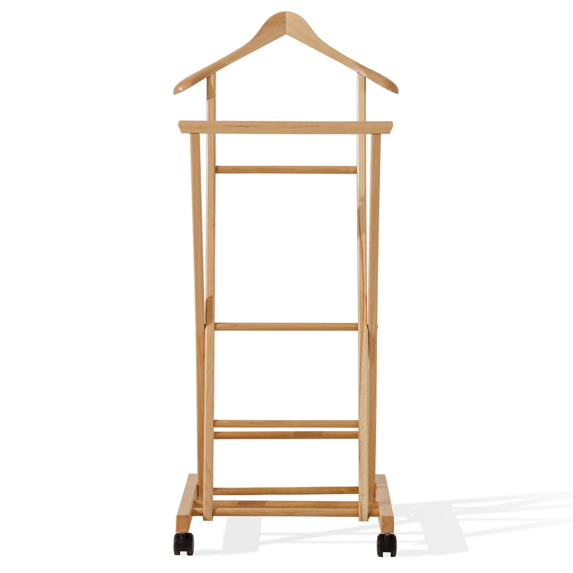 KLEIDERBUTLER AGLAS Herrendiener, auf Drehrollen, natürliches Buchenholz - Naturfarben, Holz (43/105/32cm) - KONSIMO®