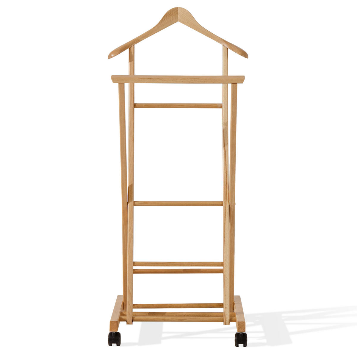 KLEIDERBUTLER AGLAS Herrendiener, auf Drehrollen, natürliches Buchenholz - Naturfarben, Holz (43/105/32cm) - KONSIMO®