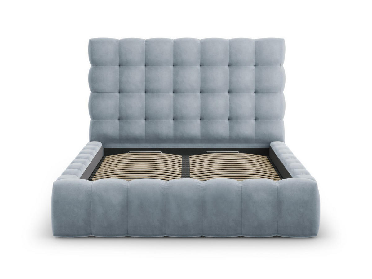 BETT mit Bettkasten und Kopfteil Mamaia aus Samt hellblau 140x200cm - Hellblau, Textil (140/200cm) - Micadoni