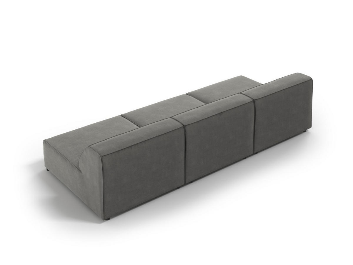 SOFA Jodie aus Samt hellgrau 3 Sitzplätze - Hellgrau, Textil (240/70/102cm) - Micadoni