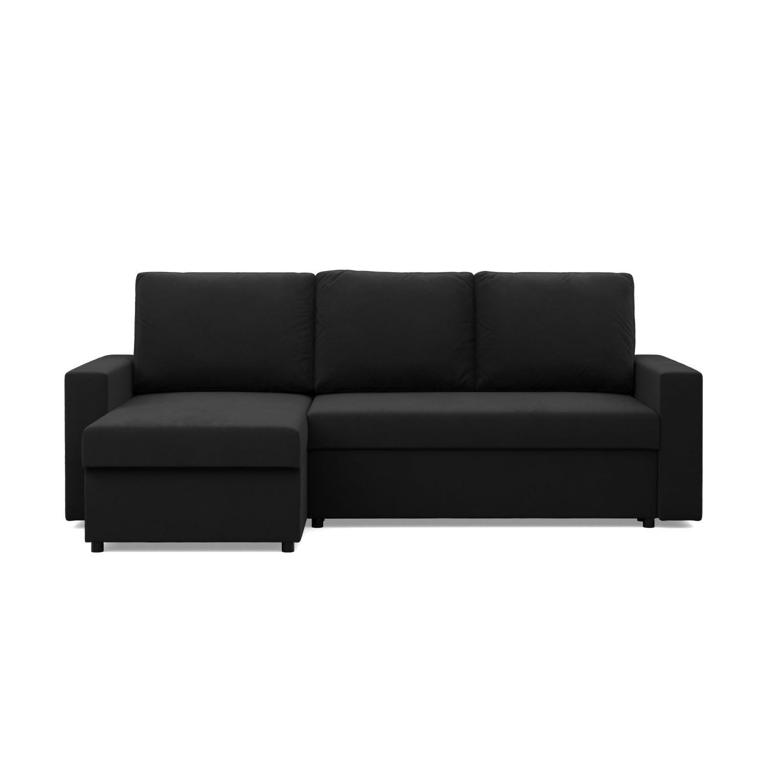 ECKSOFA MIT SCHLAFFUNKTION NEO, Schwarz - Schwarz, Textil (231/140cm) - Mebligo
