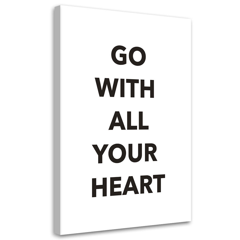 WANDBILD geh mit deinem ganzen herzen - Schwarz, Textil (40/60cm) - Feeby