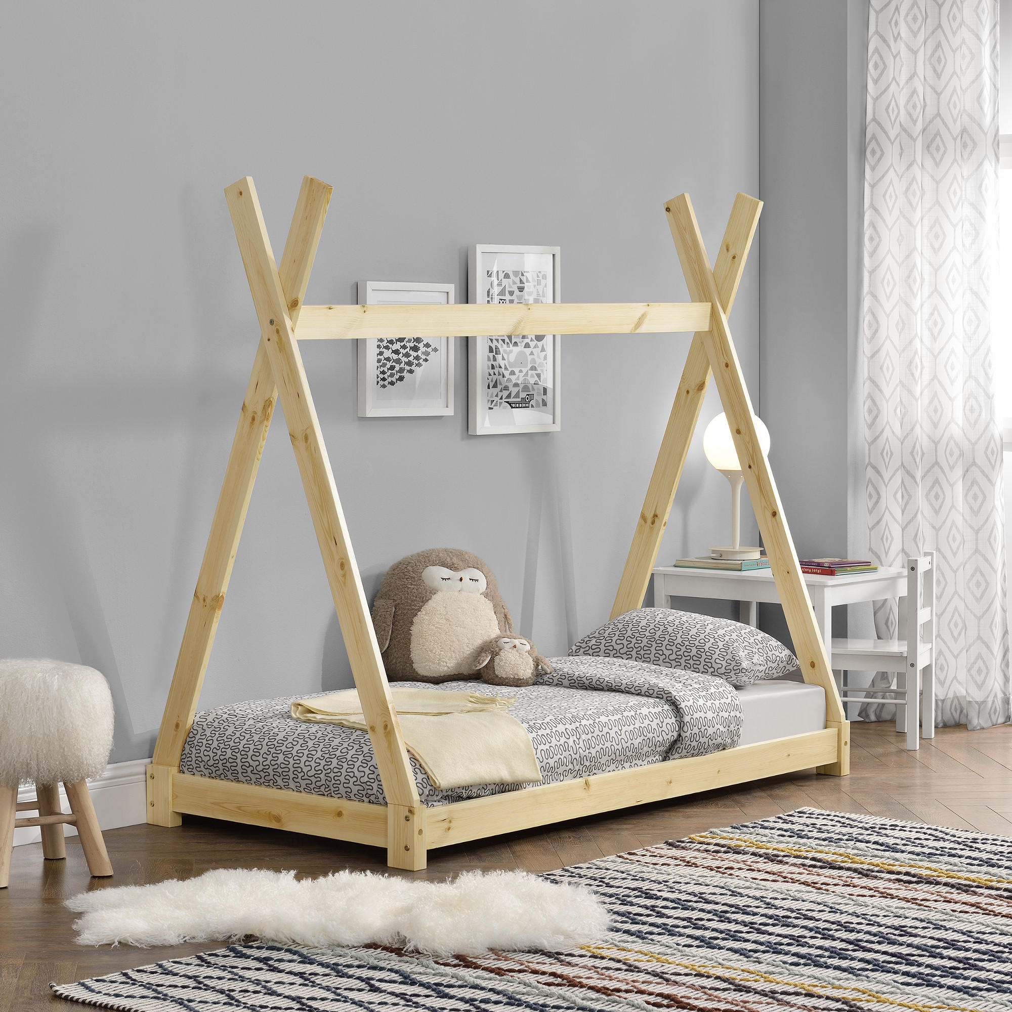 KINDERBETT Onejda - Naturfarben, Holz (80/160cm) - [en.casa]