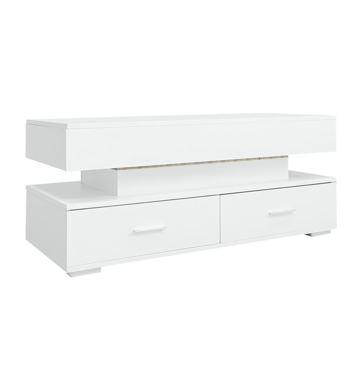 KLUB stolić 100/50/44 cm s hidrauličkim podizanjem, LED osvjetljenjem i skrivenim spremištem, Bijeli - bijela, drvni materijal (100/50/44cm) - Redom