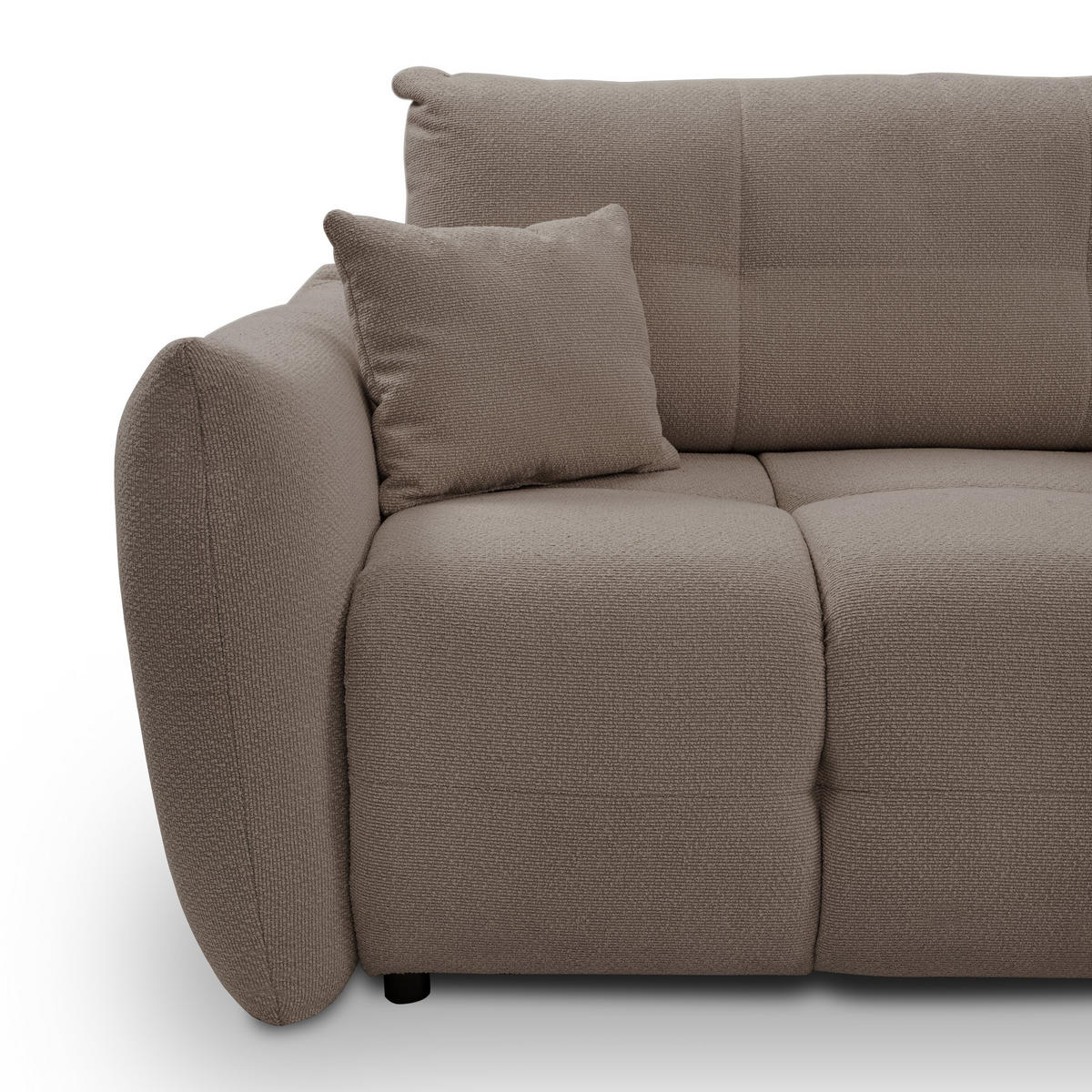 ECKSOFA MODA E Braun Geflochtener Stoff mit Schlaffunktion - Braun, Holz (257/177cm) - MASSENO