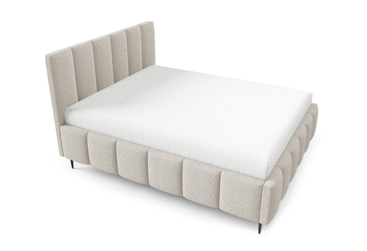 POLSTERBETT mit Bettkasten 140x200 cm in Hellbeige - Beige, Metall (140/200cm) - Home Collective