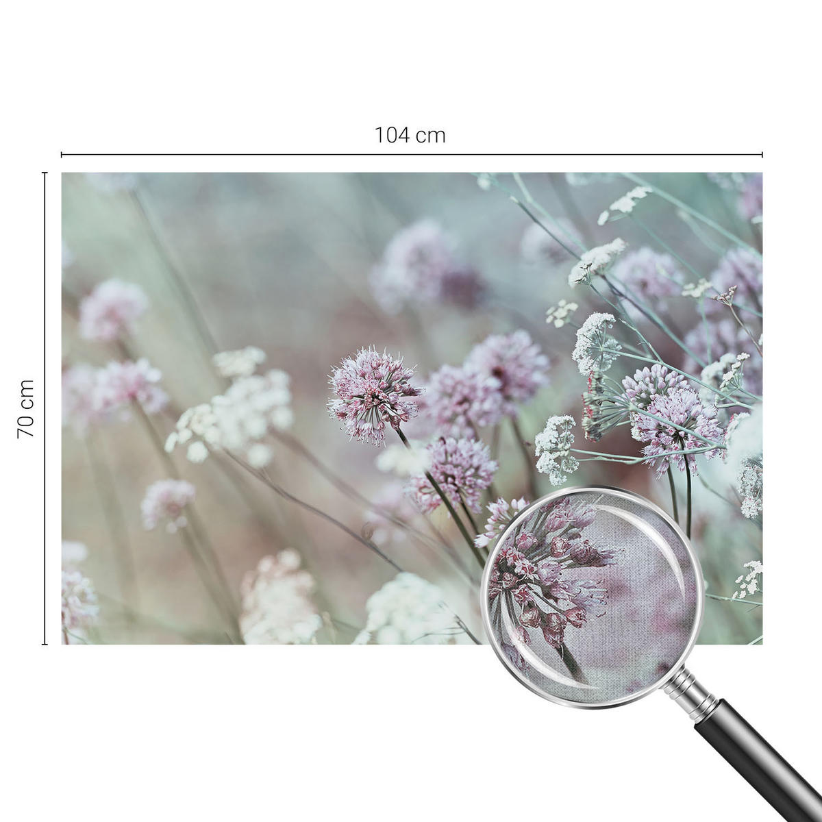 FOTOTAPETE 104x70 cm - Wildblumen - Weiß, Textil (104/70cm) - Wallfluent