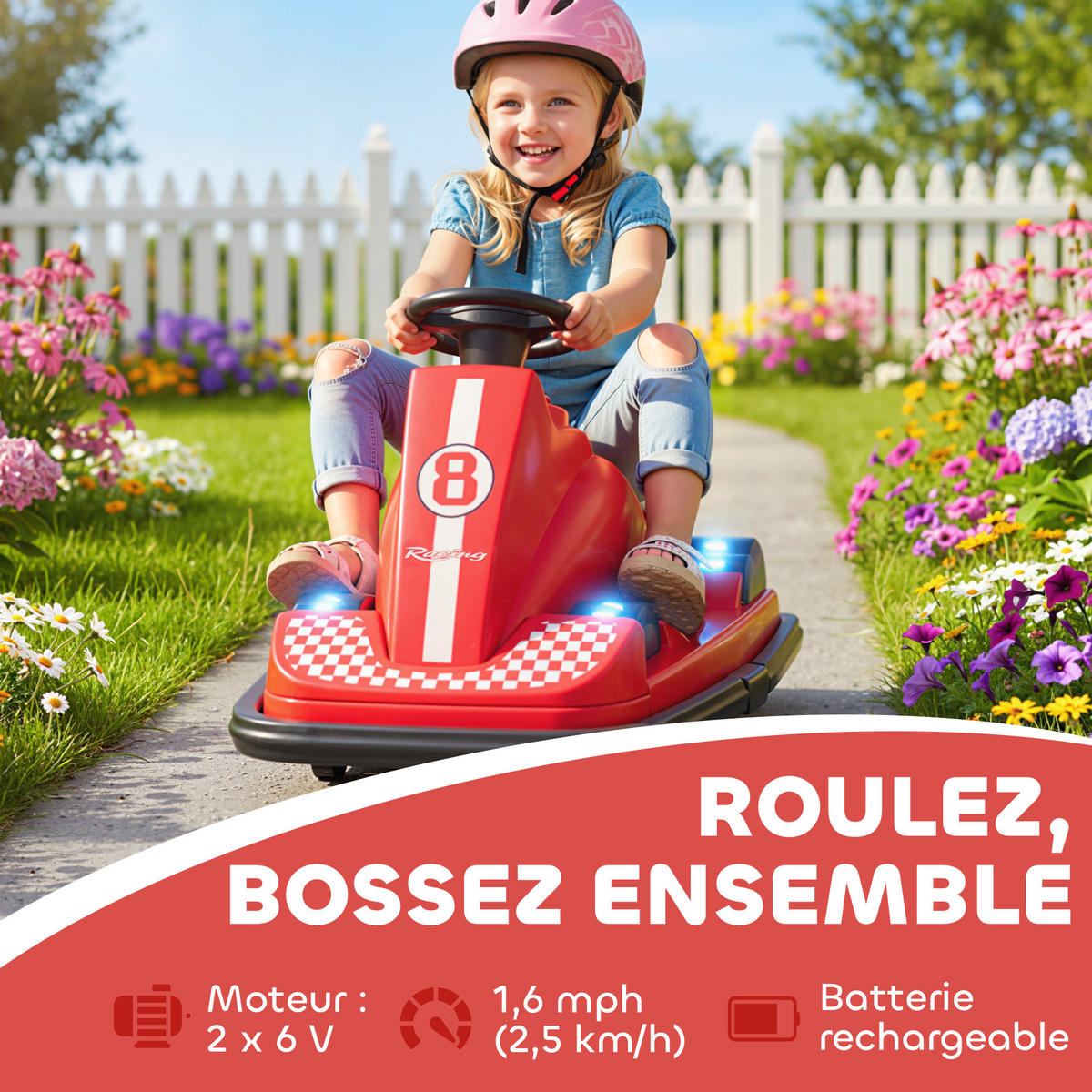 KINDER-AUTOSCOOTER DE-13162 360° Drehung Rot - Rot, Metall (74/53/48cm) - ComfortXL