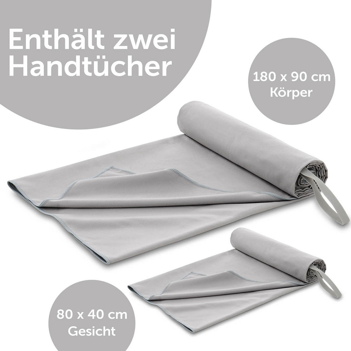 SPORTHANDTUCH Folke 180/90 & 80/40 cm, 2er-Set, Rot - Rot, Textil (90/180cm) - Blumtal
