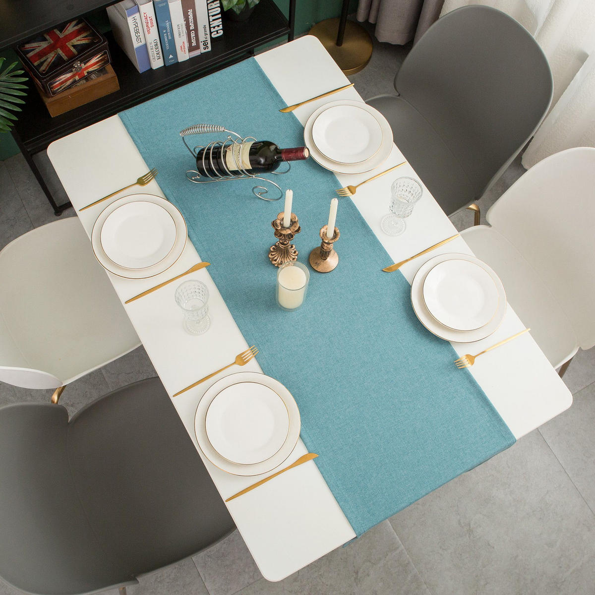 TISCHLÄUFER modern abwaschbar, wasserabweisend, Lotuseffekt, 30x120 cm, Blau - Blau, Textil (30/120cm)
