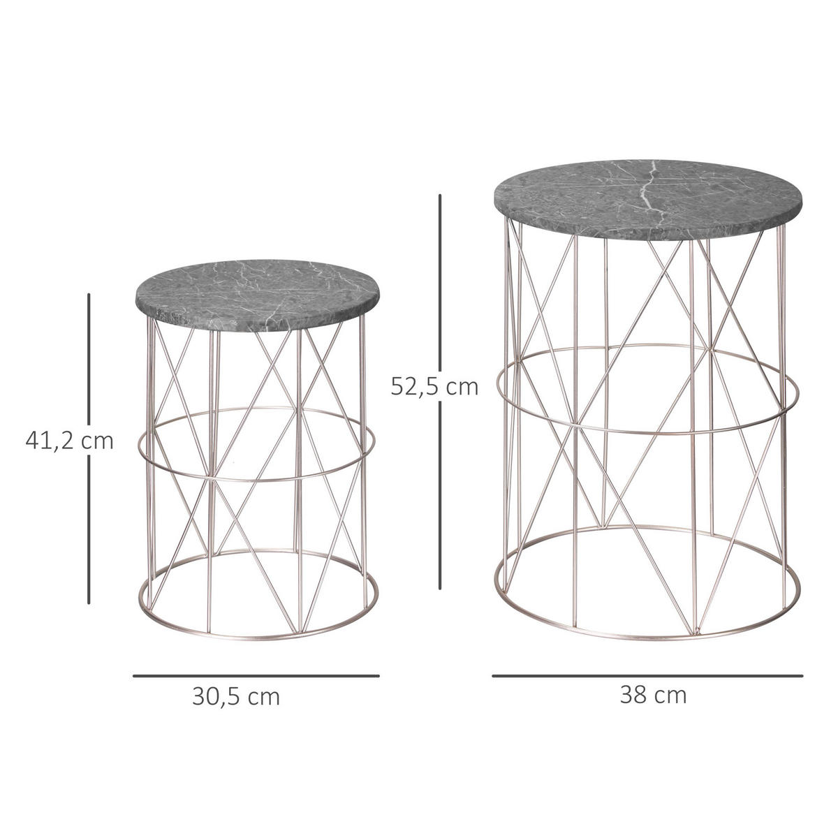 GARTENTISCH, Rose Gold, Metall - Roségold, Metall (38/38/52.5cm) - Outsunny