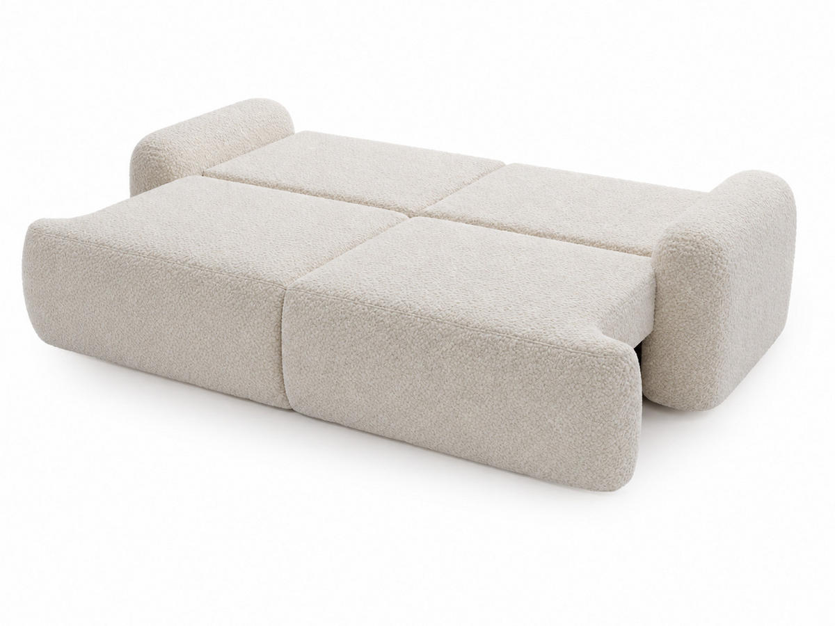 SOFA 260/106/81 Aurio Bouclé-Stoff Weiß - Weiß, Kunststoff/Textil (260/81/106cm) - Graingold