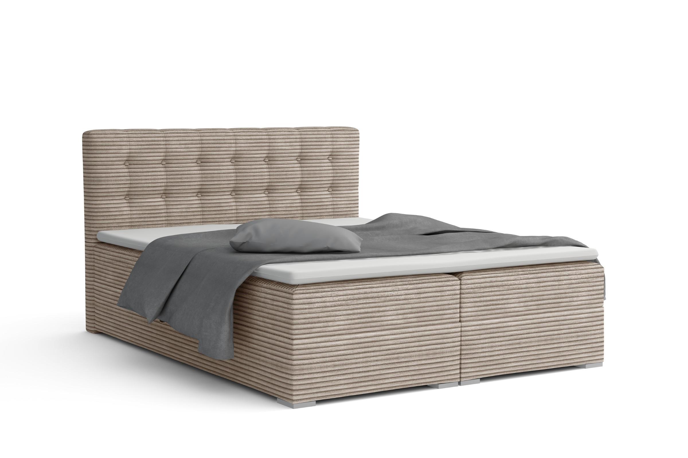 BOXBETT CYNTHIA 160/200 in Cord Beige H4 - Beige, Holz/Holzwerkstoff (160/200cm) - Deine Möbel 24