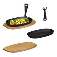 2XSERVIERPFANNE - Schwarz, Holz/Metall - Relaxdays