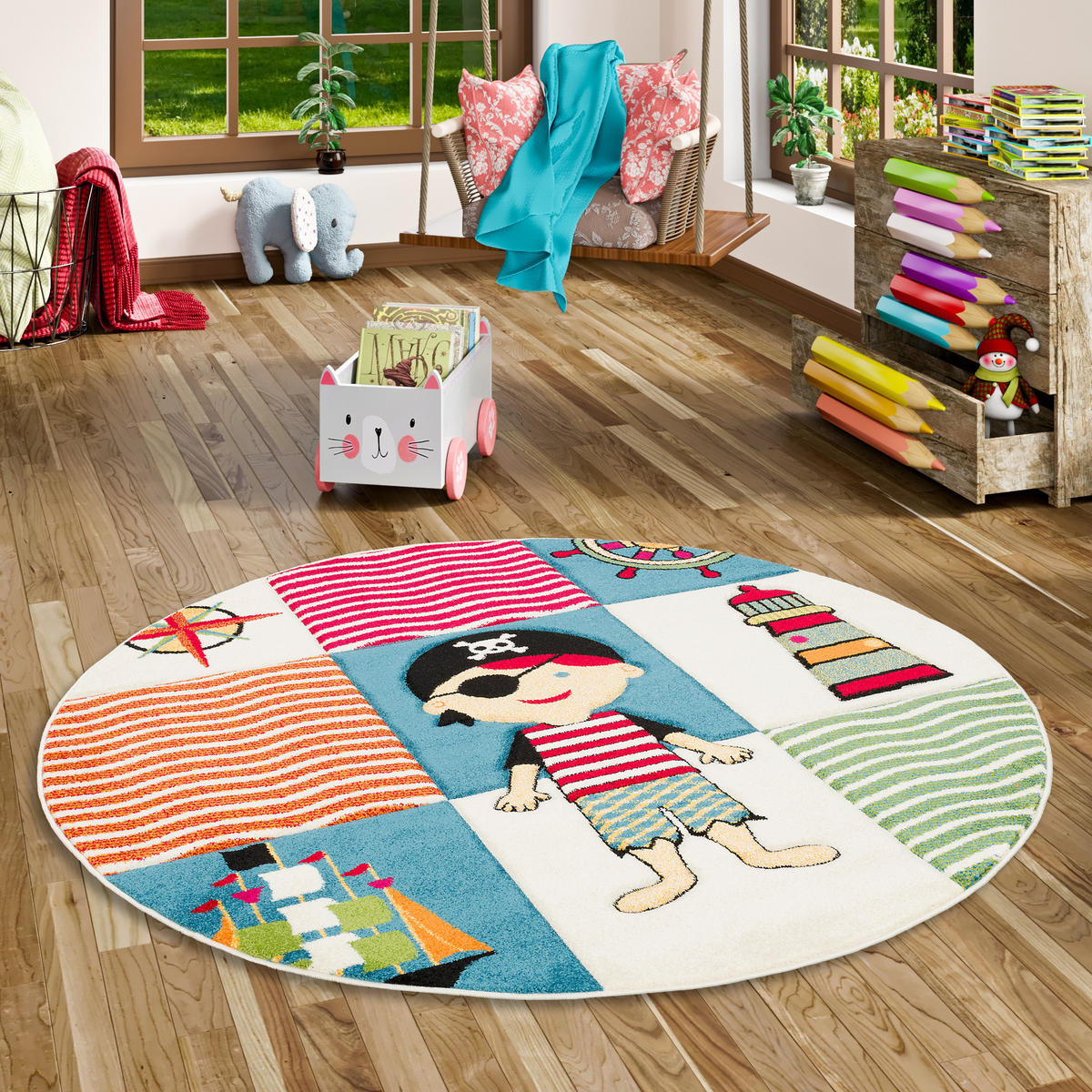 KINDER TEPPICH SAVONA KIDS PIRATENWELT RUND - Multicolor, Textil (160/160cm) - Pergamon