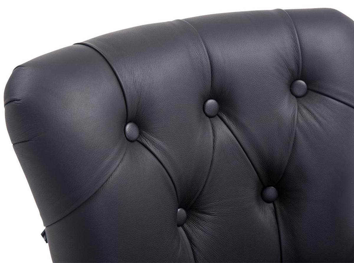 BARHOCKER Echtleder schwarz - Dunkelbraun/Schwarz, Leder/Holz (55/109/57cm) - CLP