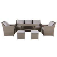 LOUNGE SET 5-Sitzer Rattan Auflagen grau Fonti - Taupe, Kunststoff - Beliani