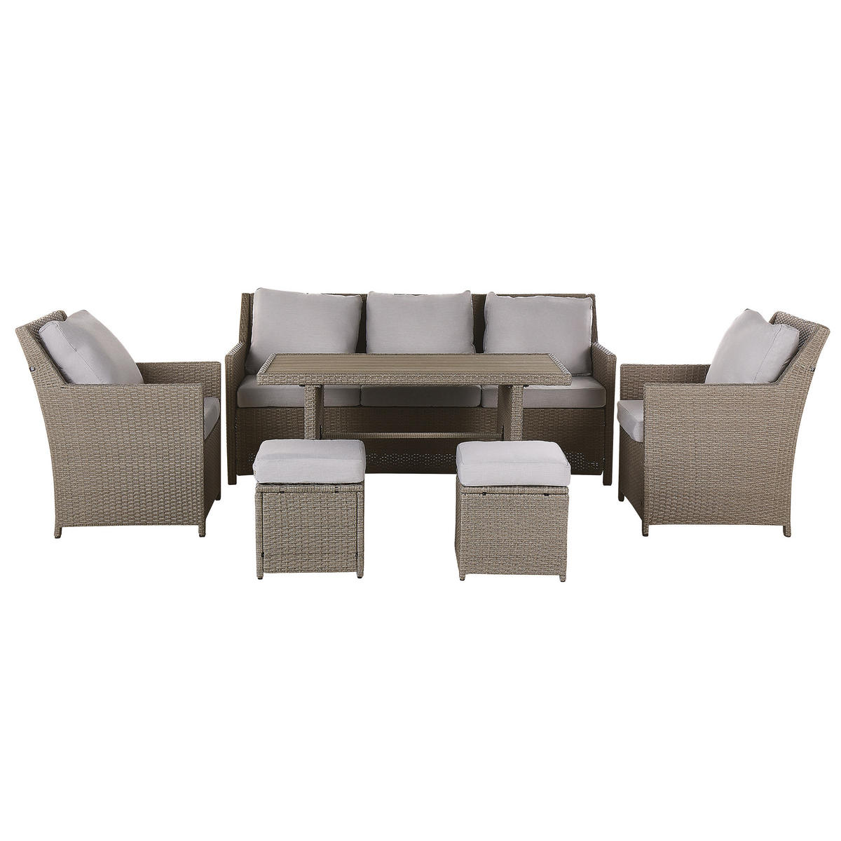 LOUNGE SET 5-Sitzer Rattan Auflagen grau Fonti - Taupe, Kunststoff - Beliani