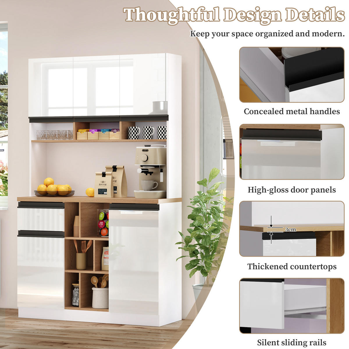 BUFFET 105/185/45 cm Weiß aus MDF mit verstellbaren Einlegeböden - Weiß, Holzwerkstoff (45/185/105cm) - OKMYHOME