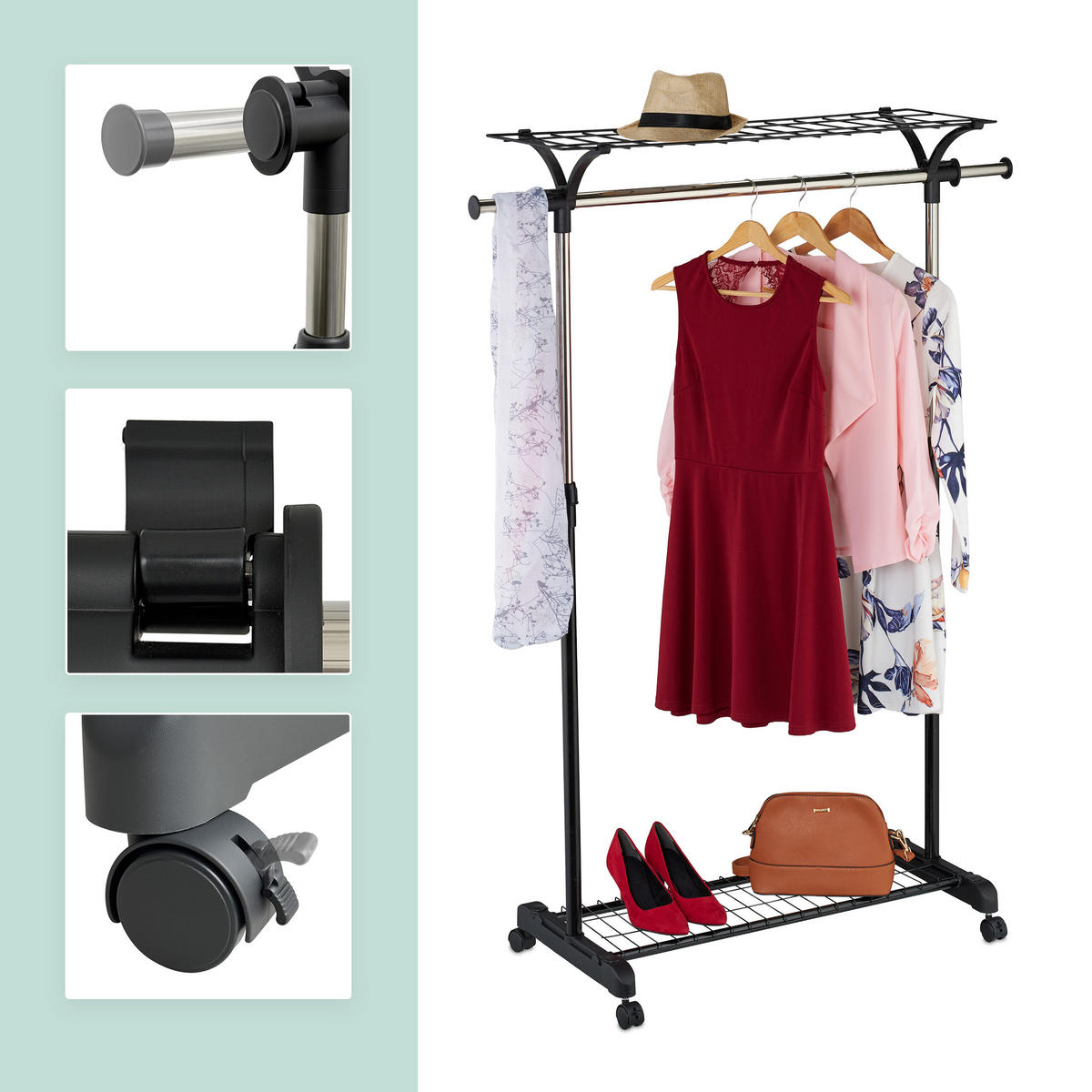 KLEIDERSTÄNDER - Schwarz, Kunststoff/Metall (135/170/43cm) - Relaxdays