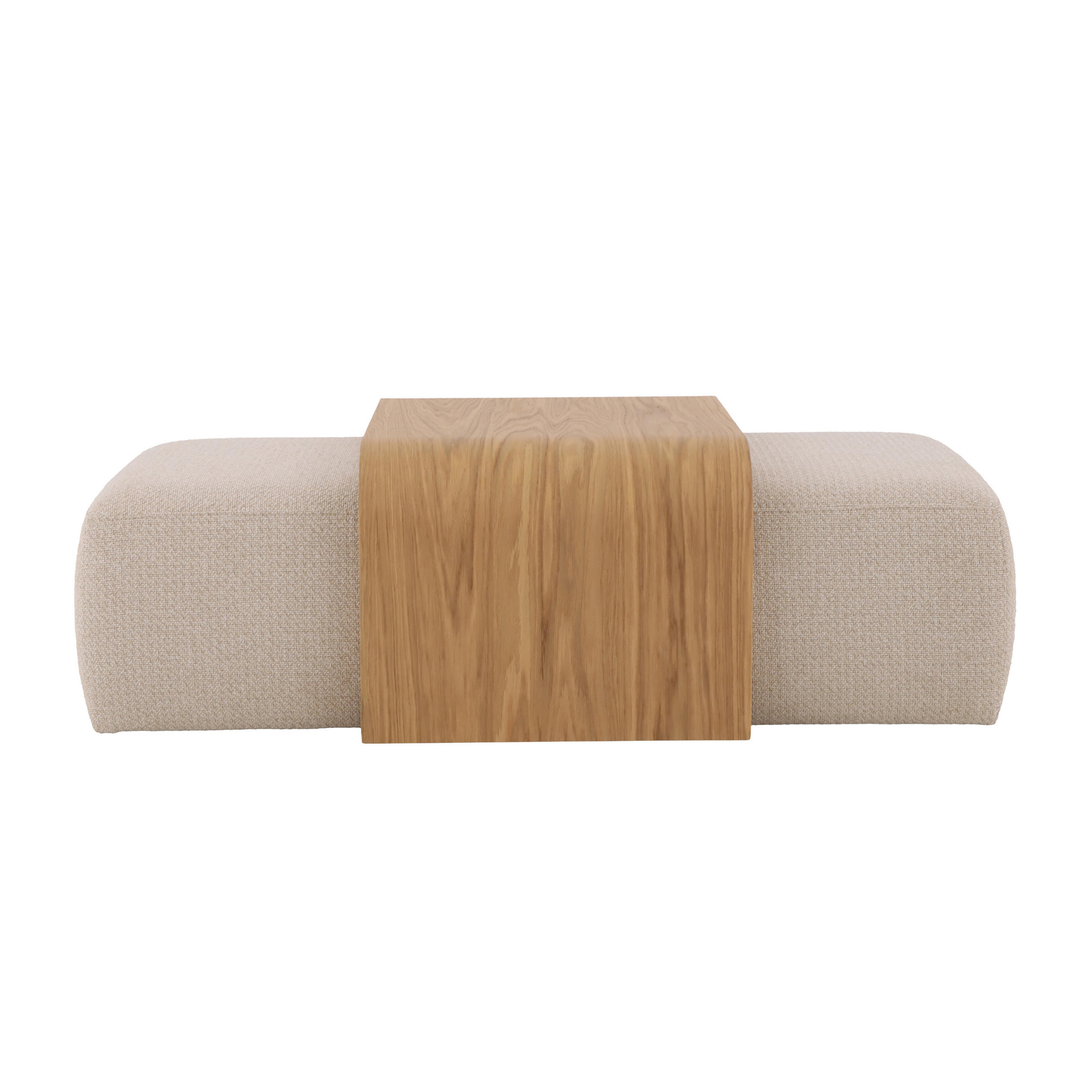 COUCHTISCH Celeste, Natur Massiveiche + beiger Stoff - Beige, Holz (44/137/41.5cm) - WOODEK