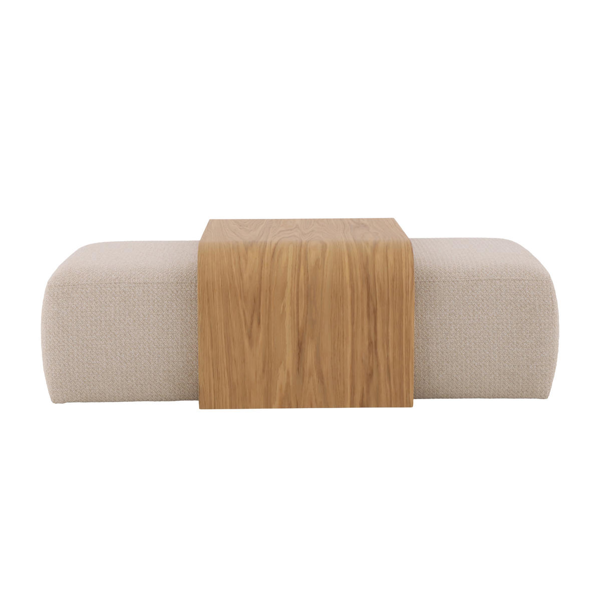 COUCHTISCH Celeste, Natur Massiveiche + beiger Stoff - Beige, Holz (44/137/41.5cm) - WOODEK