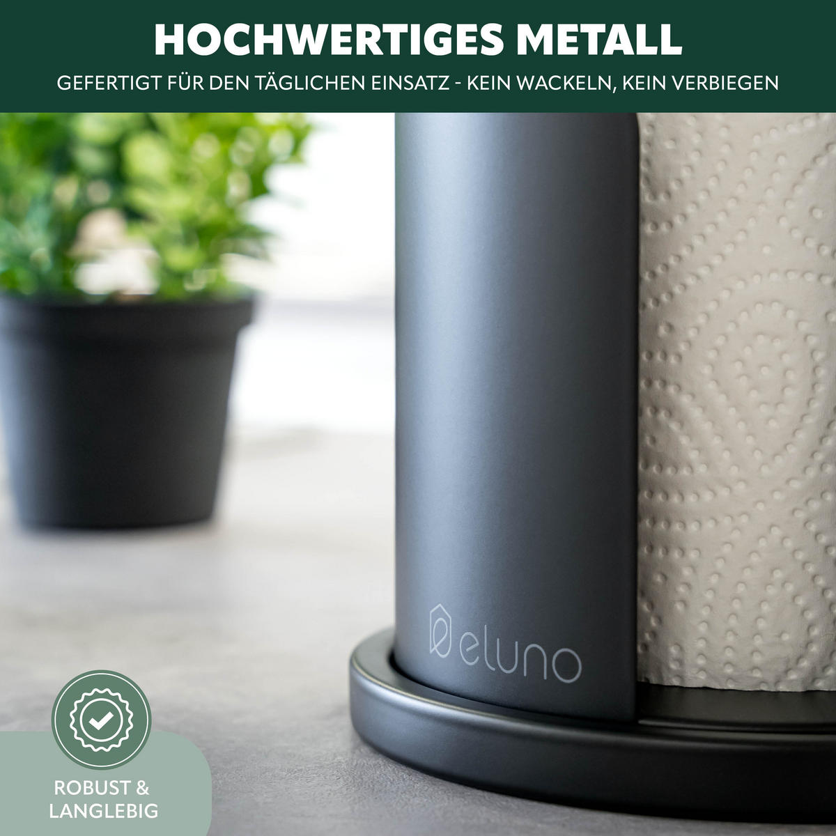 KÜCHENROLLENHALTER schwarz, ca. Ø 15,5 x 31 cm - Schwarz, Metall (15.5/31/15.5cm) - eluno