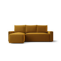 ECKSOFA mit Schlaffunktion SAVIO Poso 01 Links - Currygelb, Textil (232/140cm) - Bedante