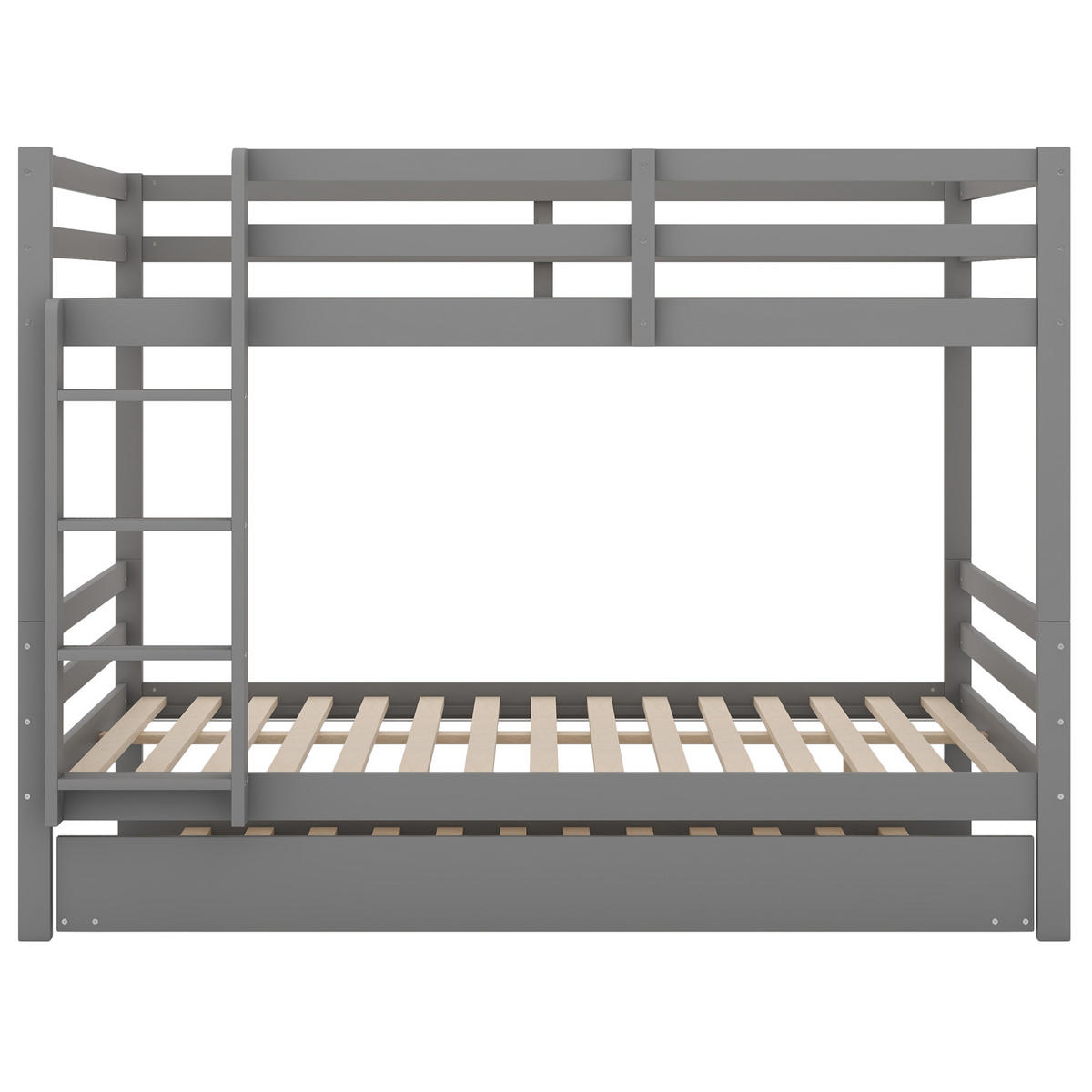ETAGENBETT mit Ausziehbett und Treppe 140x200 cm Kiefernholz Grau - Grau, Holzwerkstoff (140/200cm) - Beauniv
