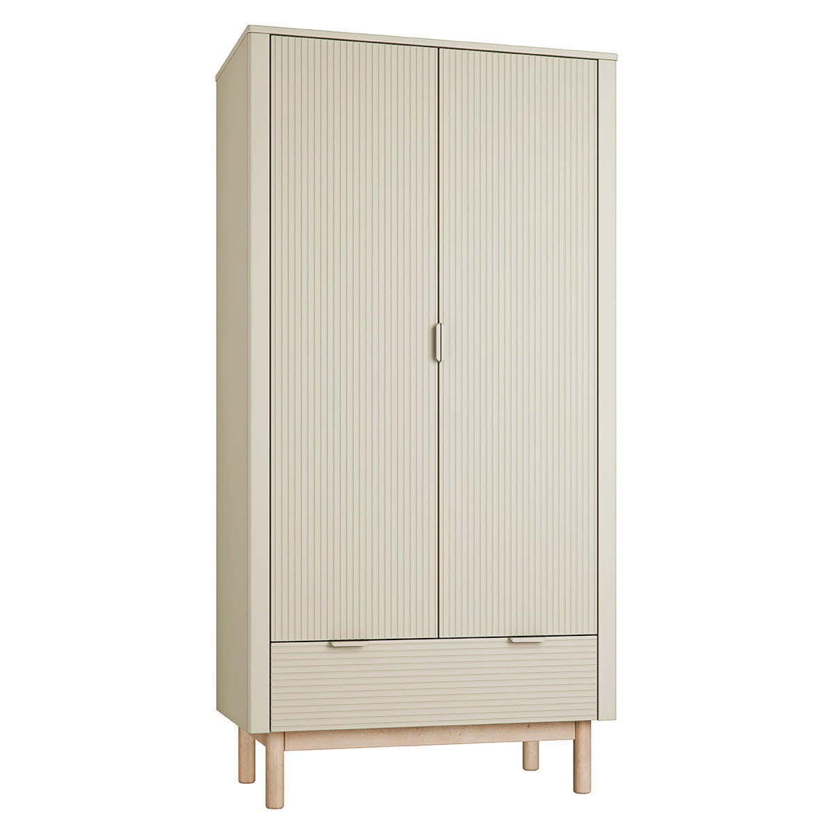 OMARA 2 vrati Miloo Šampanjec - bež, leseni material (100/198/52.5cm) - Petits-meubles