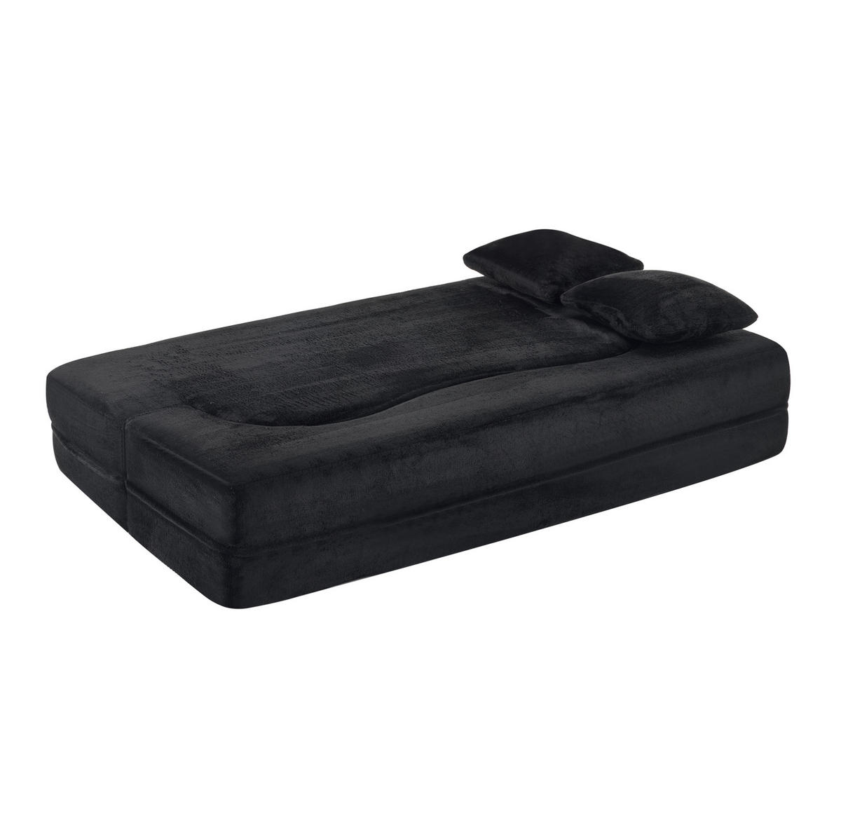 SCHLAFSOFA 2-in-1 klappbar mit hochdichter Schaumstoffpolsterung und 2 Kissen, Schwarz - Schwarz, Kunststoff (180/70/55cm) - Redom