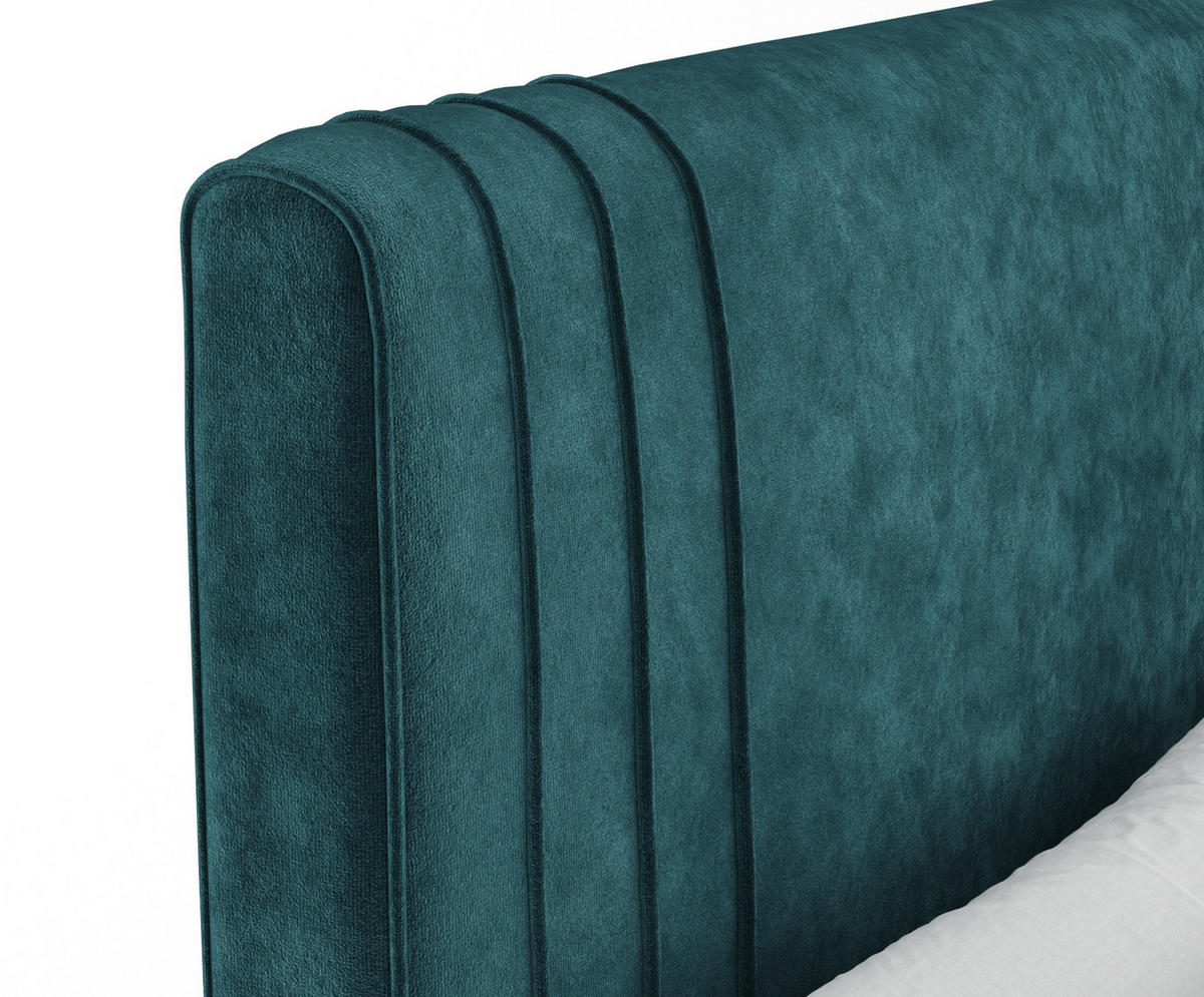 BOXSPRINGBETT Casone Türkisfarben 200/200 cm mit Latex-Topper - Türkis/Silberfarben, Holz/Holzwerkstoff (200/200cm) - Maison de Reve