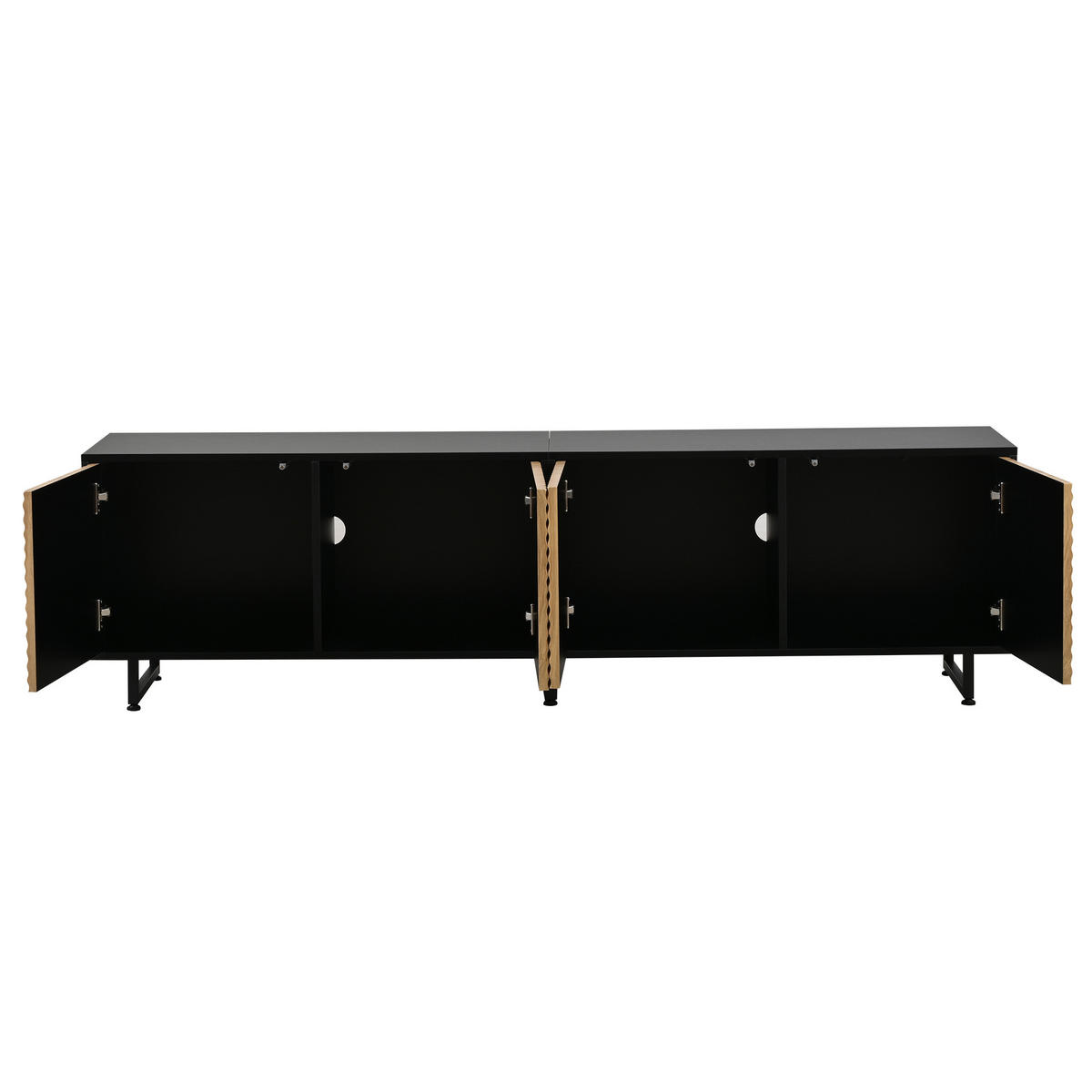 TV-LOWBOARD holzwerkstoff in natur & schwarz mit metallgestell, 4 türen - Naturfarben, Holzwerkstoff (180/50/40cm) - Urban Meuble